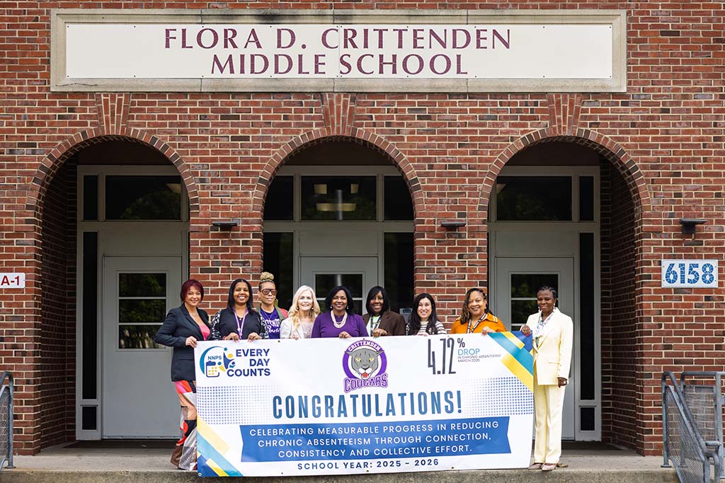 Attendance award banner at Crittenden Middle School